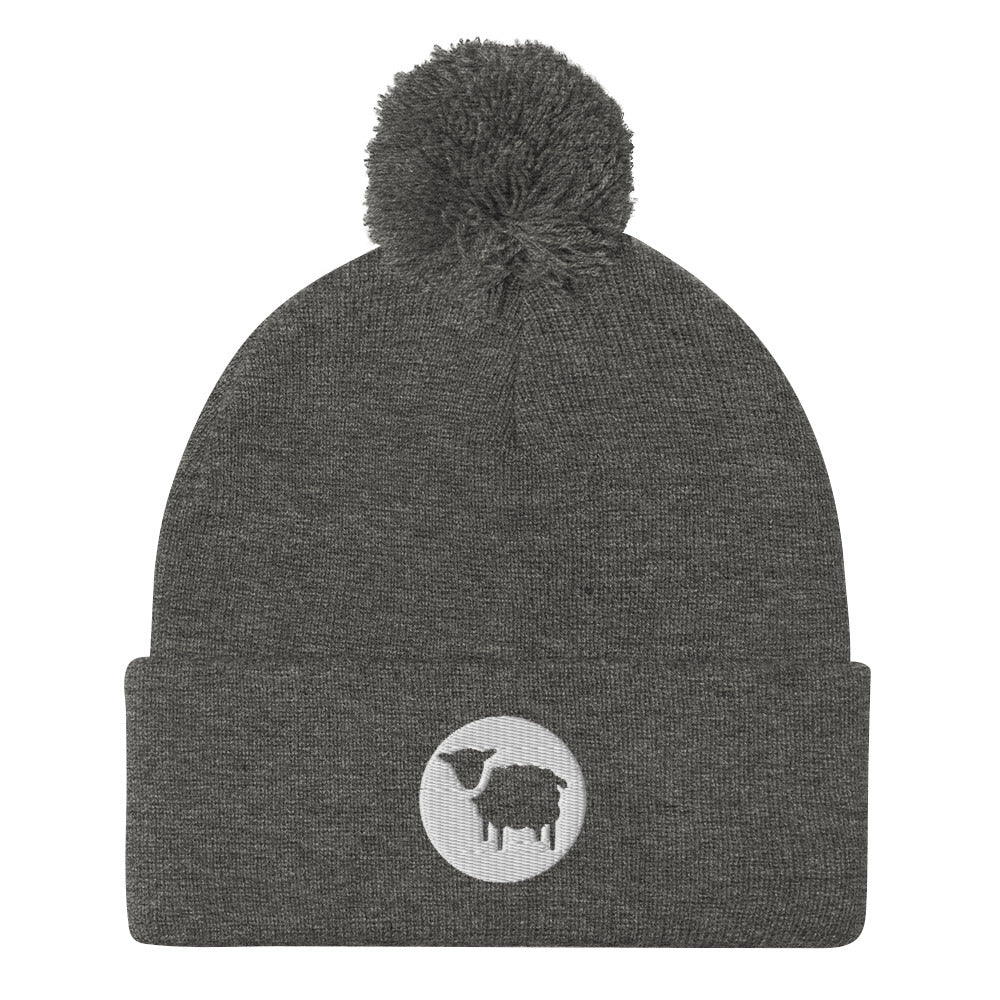 Sheep Pom-Pom Beanie - Dark Heather Grey